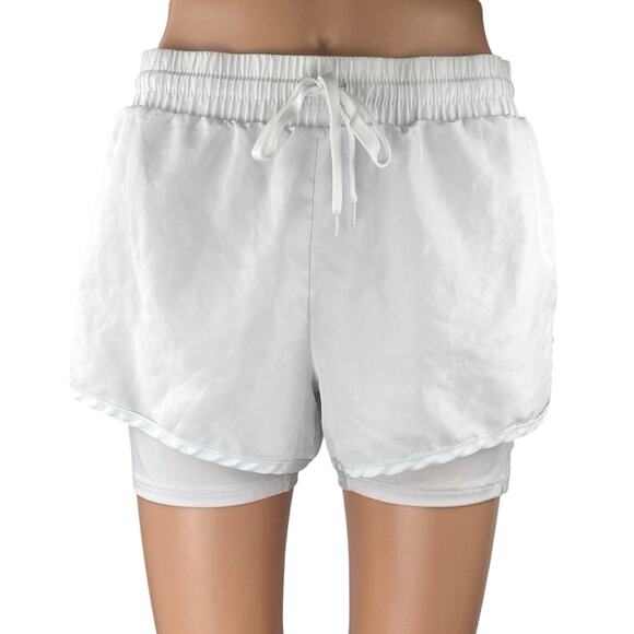 RBX Women's White Elastic Waist Drawstring Activewear Running Sweat Shorts M - Picture 1 of 4